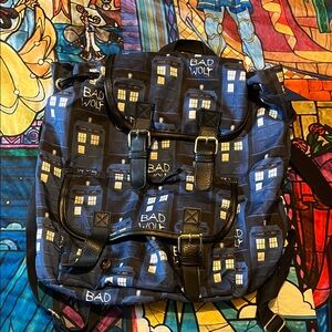 Doctor Who Bad Wolf TARDIS Print Backpack MISSING 1 BUCKLE